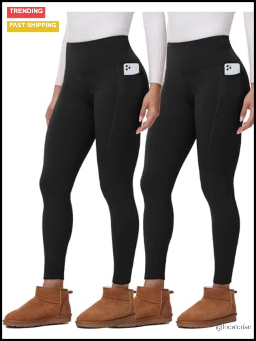 Women's Fleece Lined Thermal Leggings High Waist Yoga Pants with Pockets